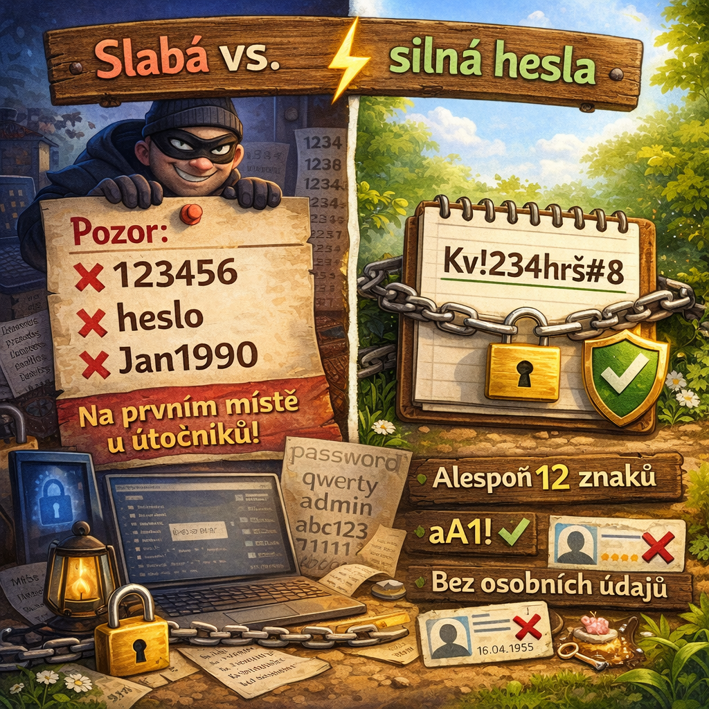 Bezpečná hesla kybernetická bezpečnost senior