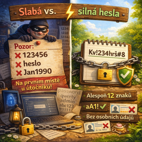 Bezpečná hesla kybernetická bezpečnost senior